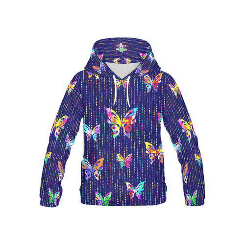 Butterflies On Dotted Lines Pattern All Over Print Hoodie for Kid (USA Size) (Model H13)