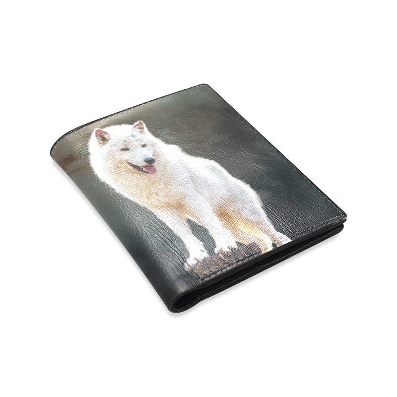 A wonderful painted arctic wolf Men's Leather Wallet (Model 1612)