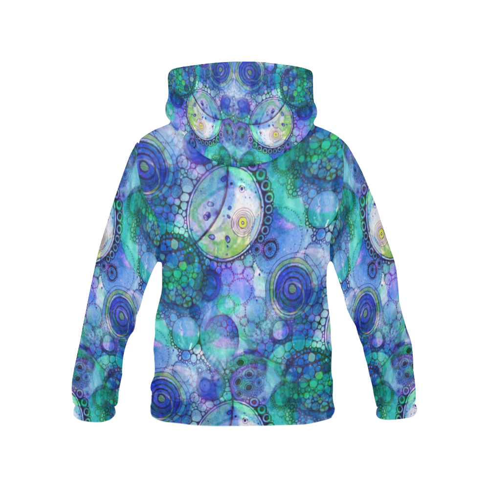 Aqua Bubbles All Over Print Hoodie for Women (USA Size) (Model H13)