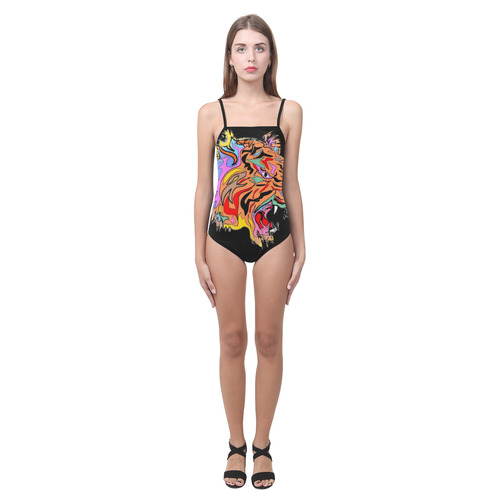 Amazing Tiger by Popart Lover Strap Swimsuit ( Model S05)