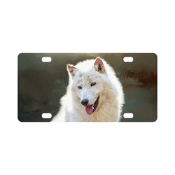 A wonderful painted arctic wolf Classic License Plate