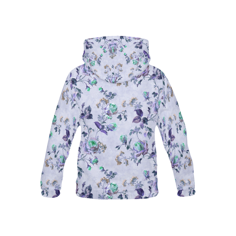 Victorian Vintage Roses Purple All Over Print Hoodie for Kid (USA Size) (Model H13)