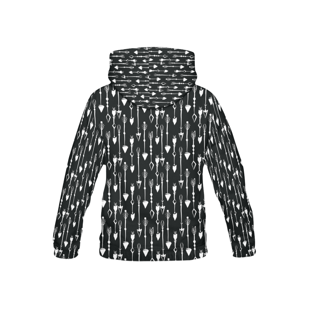 Black and White Arrows Pattern All Over Print Hoodie for Kid (USA Size) (Model H13)