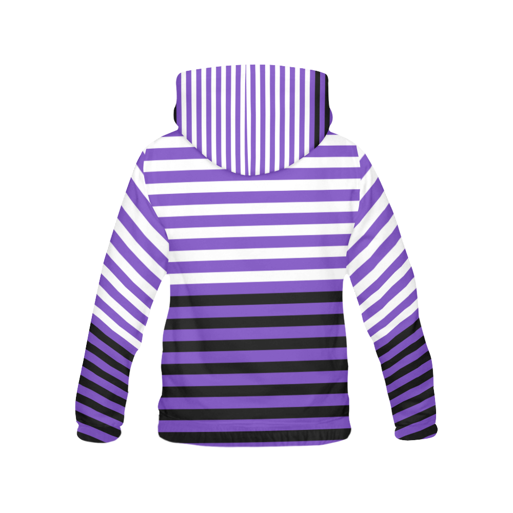 Wide White & Black Flat Stripes Pattern All Over Print Hoodie for Men (USA Size) (Model H13)