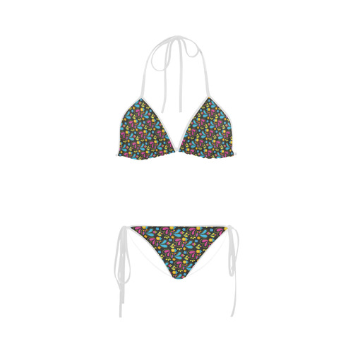 Black, Pink, and Teal Paisley Custom Bikini Swimsuit