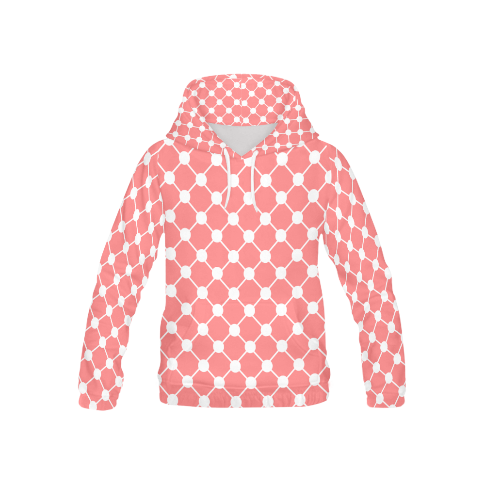 Coral Trellis Dots All Over Print Hoodie for Kid (USA Size) (Model H13)