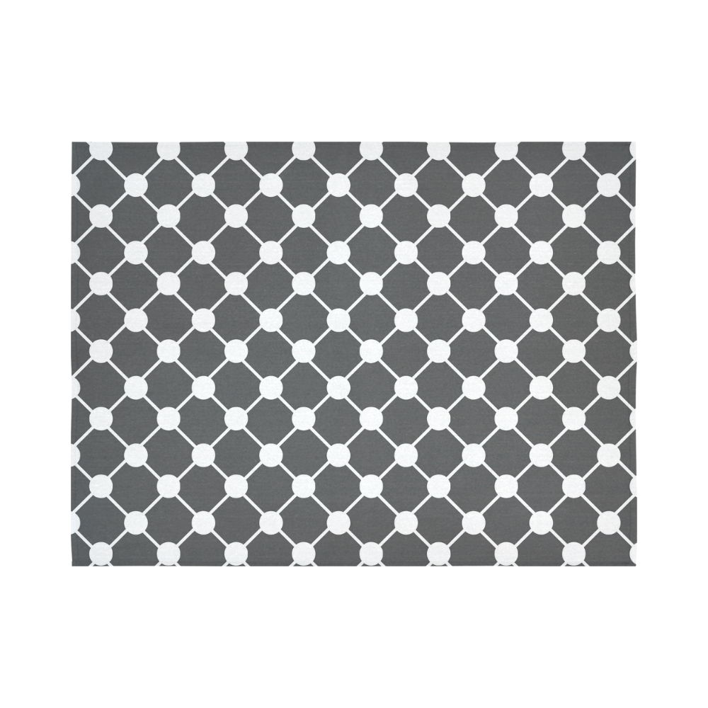 Charcoal Trellis Dots Cotton Linen Wall Tapestry 80"x 60"