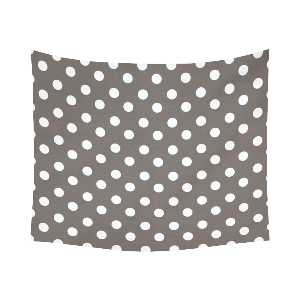 Beige Polka Dots Cotton Linen Wall Tapestry 60"x 51"