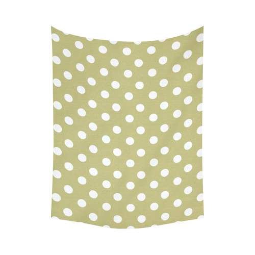 Olive Polka Dots Cotton Linen Wall Tapestry 80"x 60"