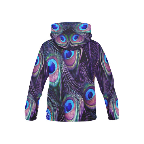Peacock Feather All Over Print Hoodie for Kid (USA Size) (Model H13)