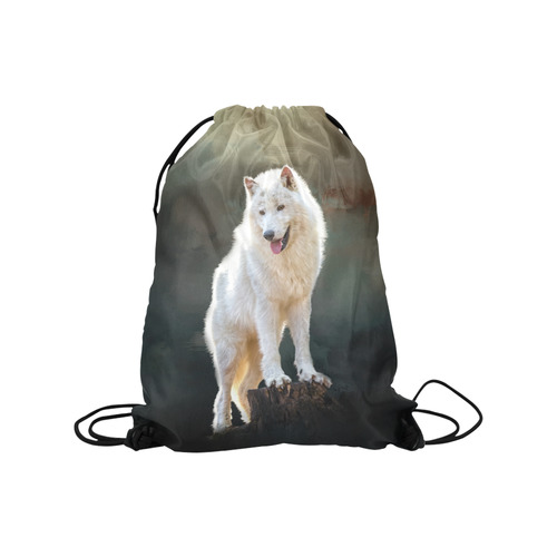 A wonderful painted arctic wolf Medium Drawstring Bag Model 1604 (Twin Sides) 13.8"(W) * 18.1"(H)