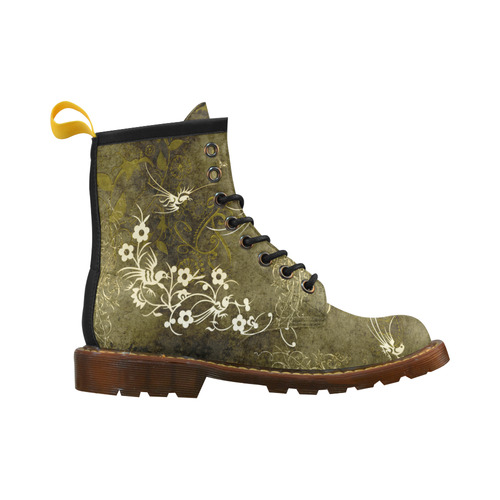 Fantasy birds with leaves High Grade PU Leather Martin Boots For Men Model 402H