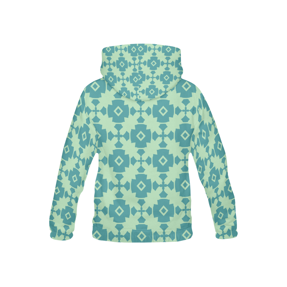 Teal Mint Geometric Tile Pattern All Over Print Hoodie for Kid (USA Size) (Model H13)