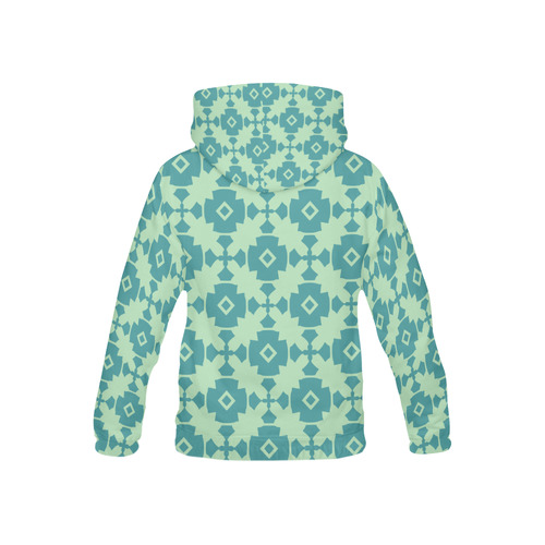 Teal Mint Geometric Tile Pattern All Over Print Hoodie for Kid (USA Size) (Model H13)
