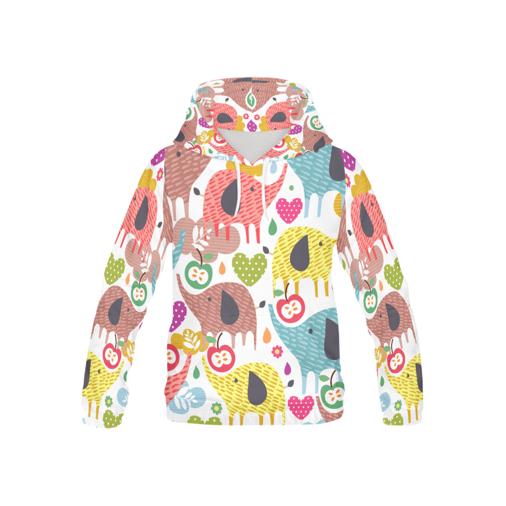 Colorful Cute Elephants Pattern Background All Over Print Hoodie for Kid (USA Size) (Model H13)