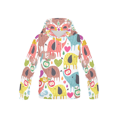 Colorful Cute Elephants Pattern Background All Over Print Hoodie for Kid (USA Size) (Model H13)