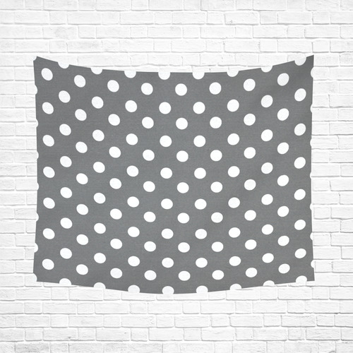 Gray Polka Dots Cotton Linen Wall Tapestry 60"x 51"