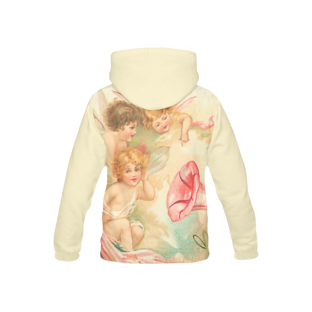 Vintage valentine cupid angel hear love songs All Over Print Hoodie for Kid (USA Size) (Model H13)