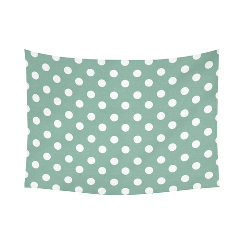 Mint Polka Dots Cotton Linen Wall Tapestry 80"x 60"