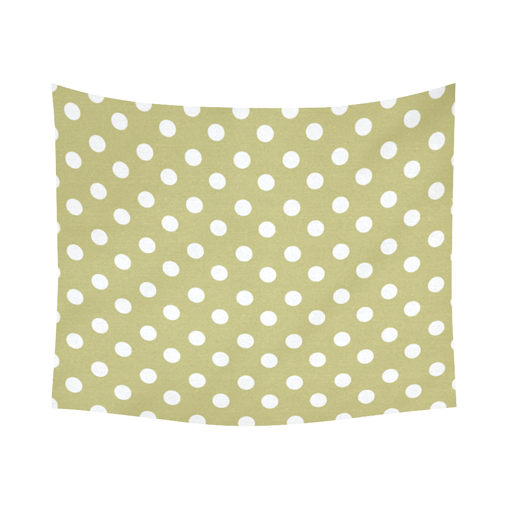 Olive Polka Dots Cotton Linen Wall Tapestry 60"x 51"