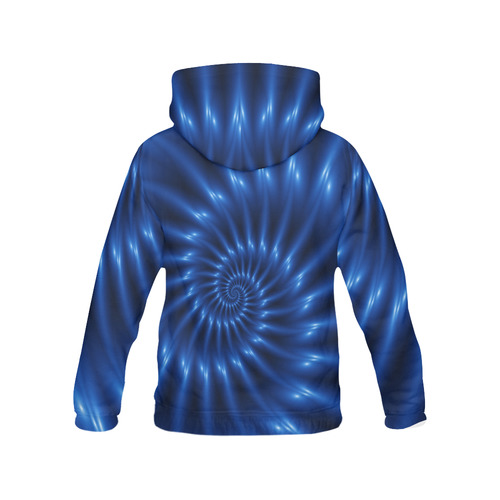 Glossy Blue Fractal Spiral All Over Print Hoodie for Men (USA Size) (Model H13)