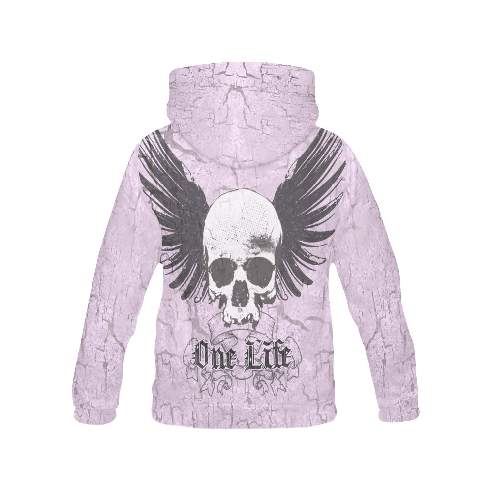 One Life Vintage Style Skull One Life All Over Print Hoodie for Women (USA Size) (Model H13)