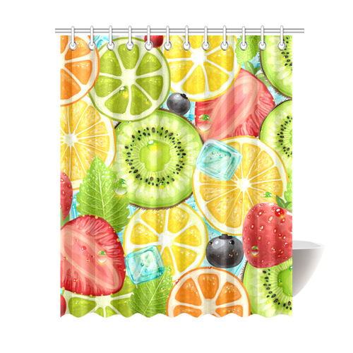 Strawberry Kiwi Orange Fruit Shower Curtain 69"x84"