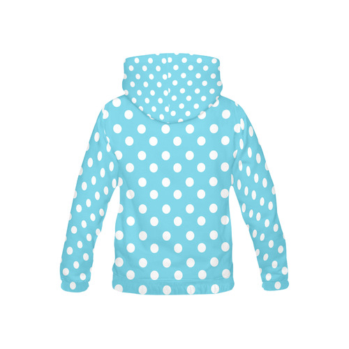 Cyan Polka Dots All Over Print Hoodie for Kid (USA Size) (Model H13)