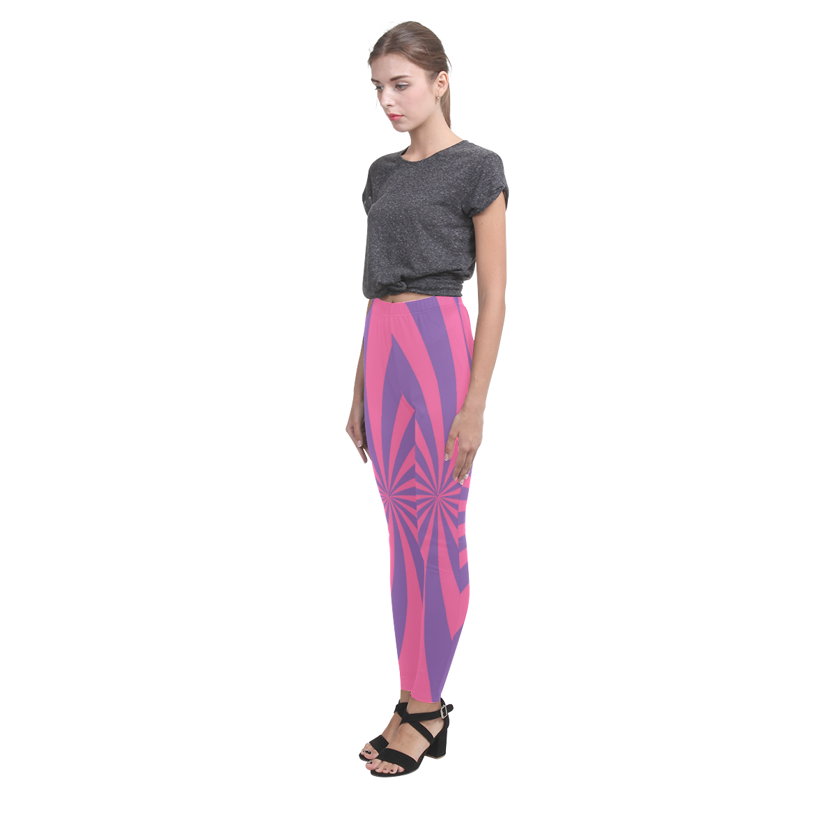 Pink and Purple Swirl Cassandra Women's Leggings (Model L01)
