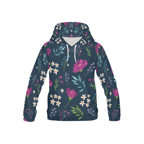 Preppy Pastel Floral Girly Pattern All Over Print Hoodie for Kid (USA Size) (Model H13)