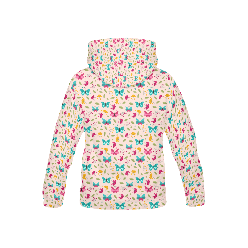 Colorful Flowers and Butterflies All Over Print Hoodie for Kid (USA Size) (Model H13)