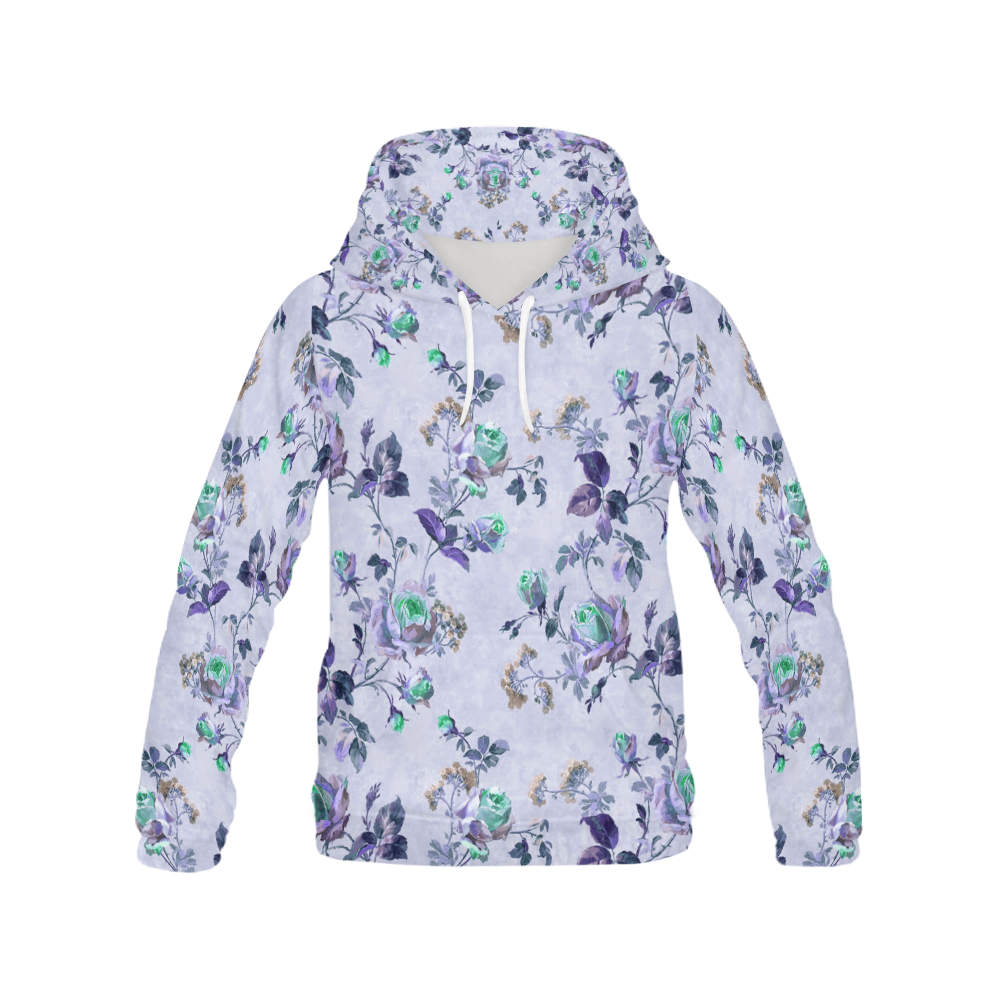 Victorian Vintage Roses Purple All Over Print Hoodie for Women (USA Size) (Model H13)