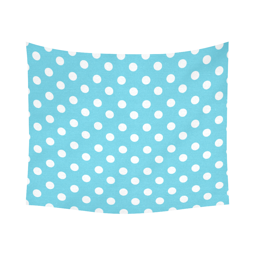 Cyan Polka Dots Cotton Linen Wall Tapestry 60"x 51"