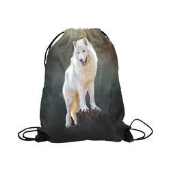 A wonderful painted arctic wolf Large Drawstring Bag Model 1604 (Twin Sides)  16.5"(W) * 19.3"(H)