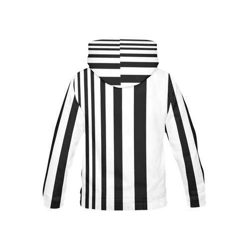 Black & White Stripes All Over Print Hoodie for Kid (USA Size) (Model H13)