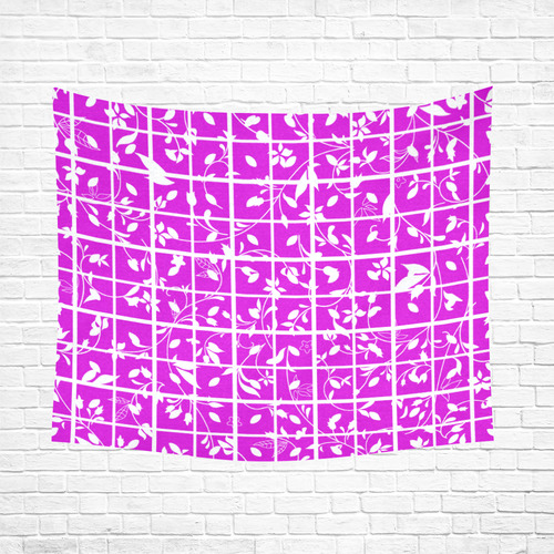 Pink Swirls Cotton Linen Wall Tapestry 60"x 51"