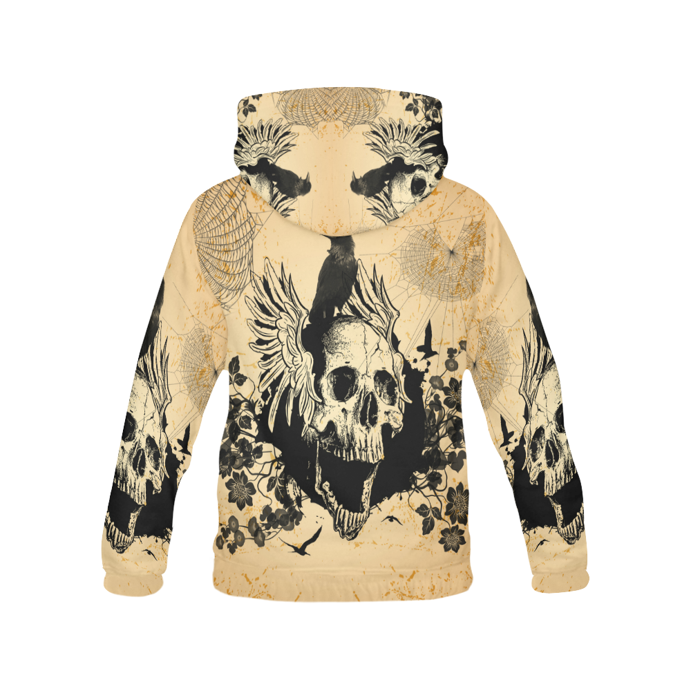 Awesome skull with crow All Over Print Hoodie for Men (USA Size) (Model H13)