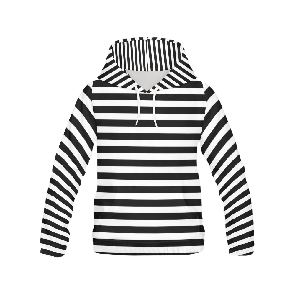 Wide White Flat Stripes Pattern All Over Print Hoodie for Men (USA Size) (Model H13)