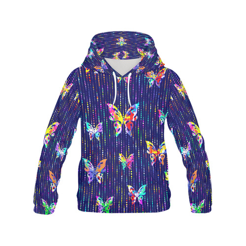 Butterflies On Dotted Lines Pattern All Over Print Hoodie for Women (USA Size) (Model H13)
