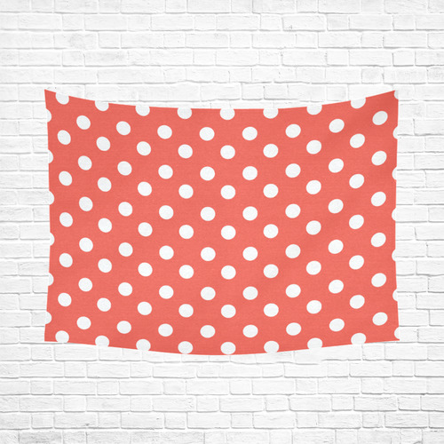 Orange Red Polka Dots Cotton Linen Wall Tapestry 80"x 60"