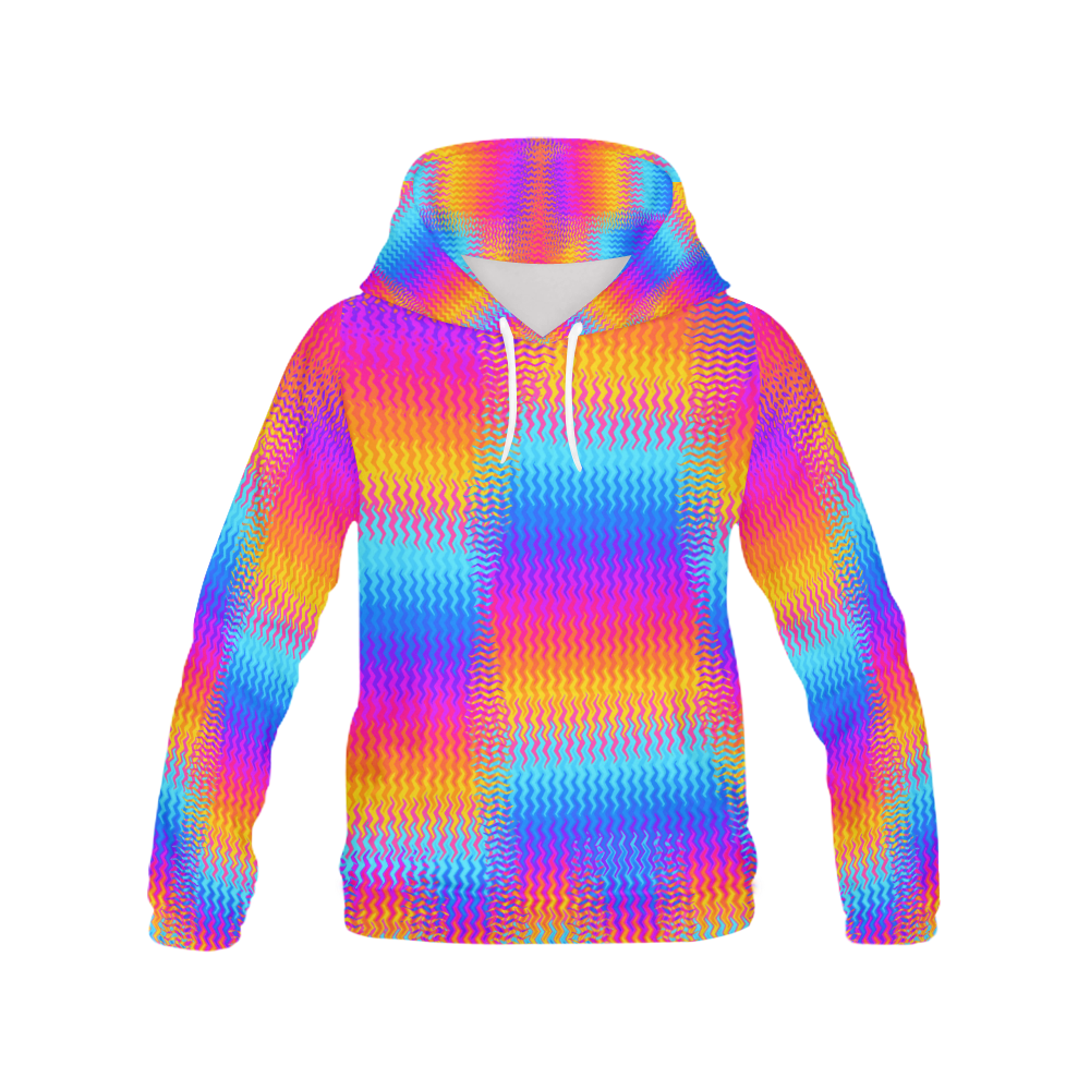 Psychedelic Rainbow Heat Waves All Over Print Hoodie for Women (USA Size) (Model H13)