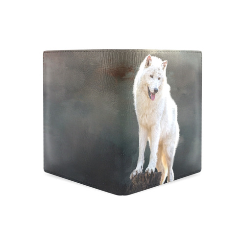 A wonderful painted arctic wolf Men's Leather Wallet (Model 1612)