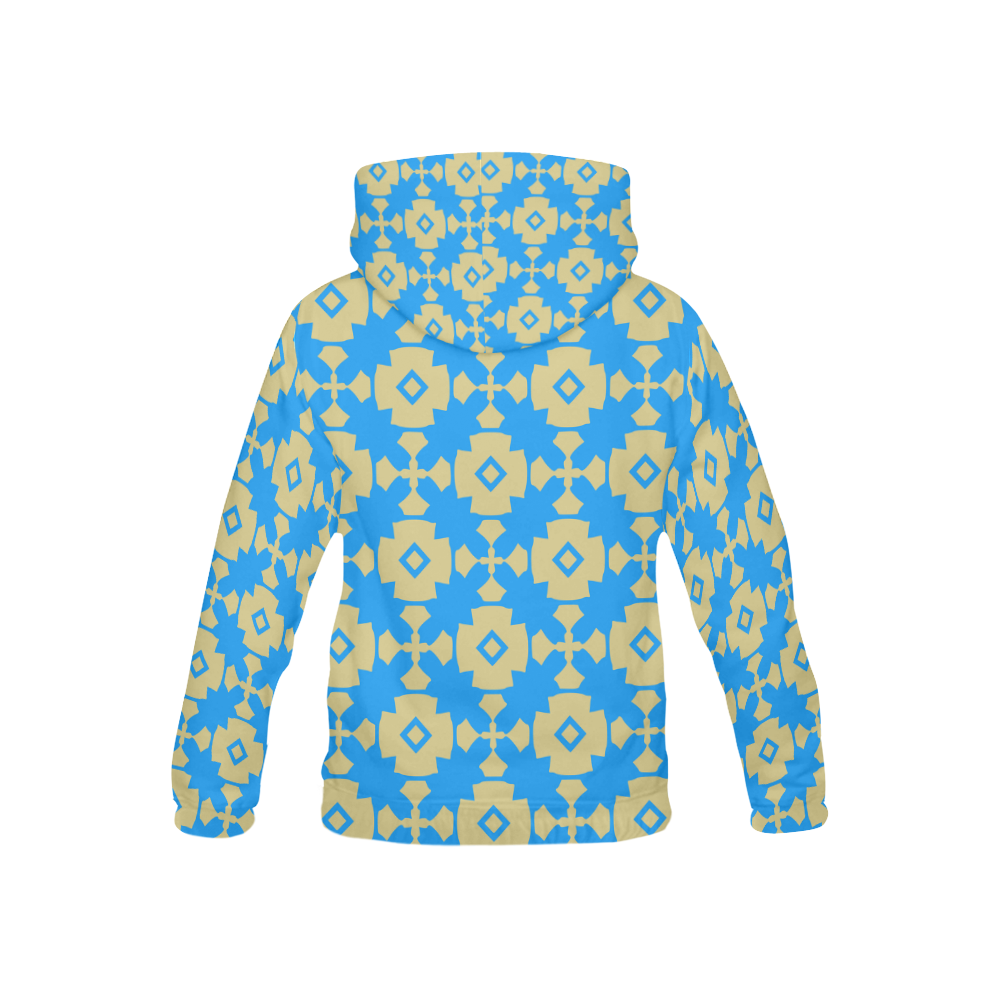 Blue Gold Geometric All Over Print Hoodie for Kid (USA Size) (Model H13)