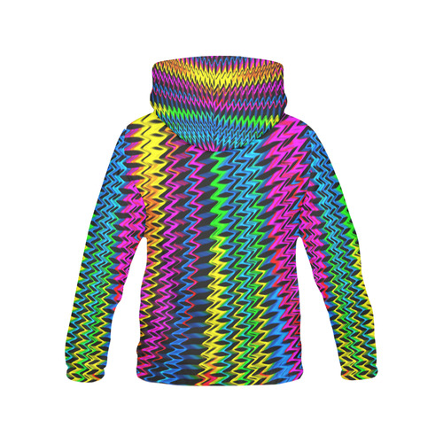 Crimped Colors All Over Print Hoodie for Women (USA Size) (Model H13)