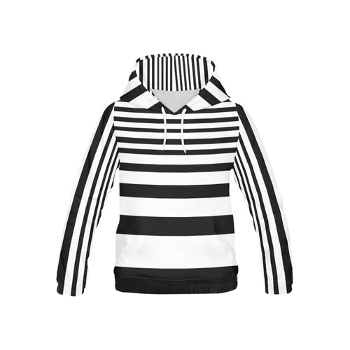 Black & White Stripes and Bars All Over Print Hoodie for Kid (USA Size) (Model H13)