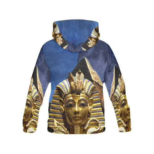 King Tut and Pyramid All Over Print Hoodie for Women (USA Size) (Model H13)