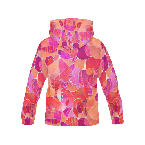 Meshuga Pink Pattern All Over Print Hoodie for Women (USA Size) (Model H13)