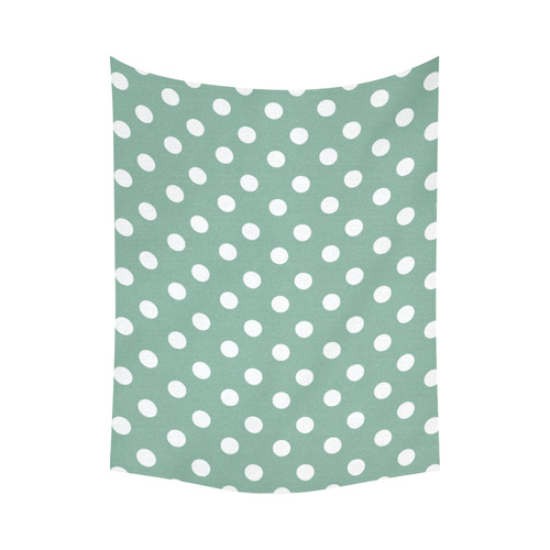 Mint Polka Dots Cotton Linen Wall Tapestry 80"x 60"