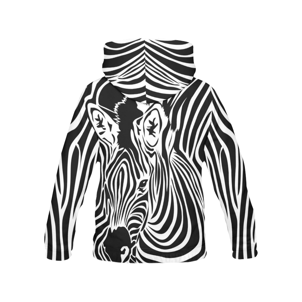 zebra opart, black and white All Over Print Hoodie for Women (USA Size) (Model H13)