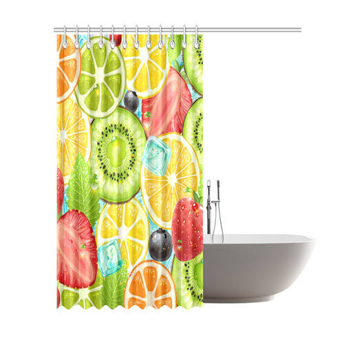 Strawberry Kiwi Orange Fruit Shower Curtain 69"x84"